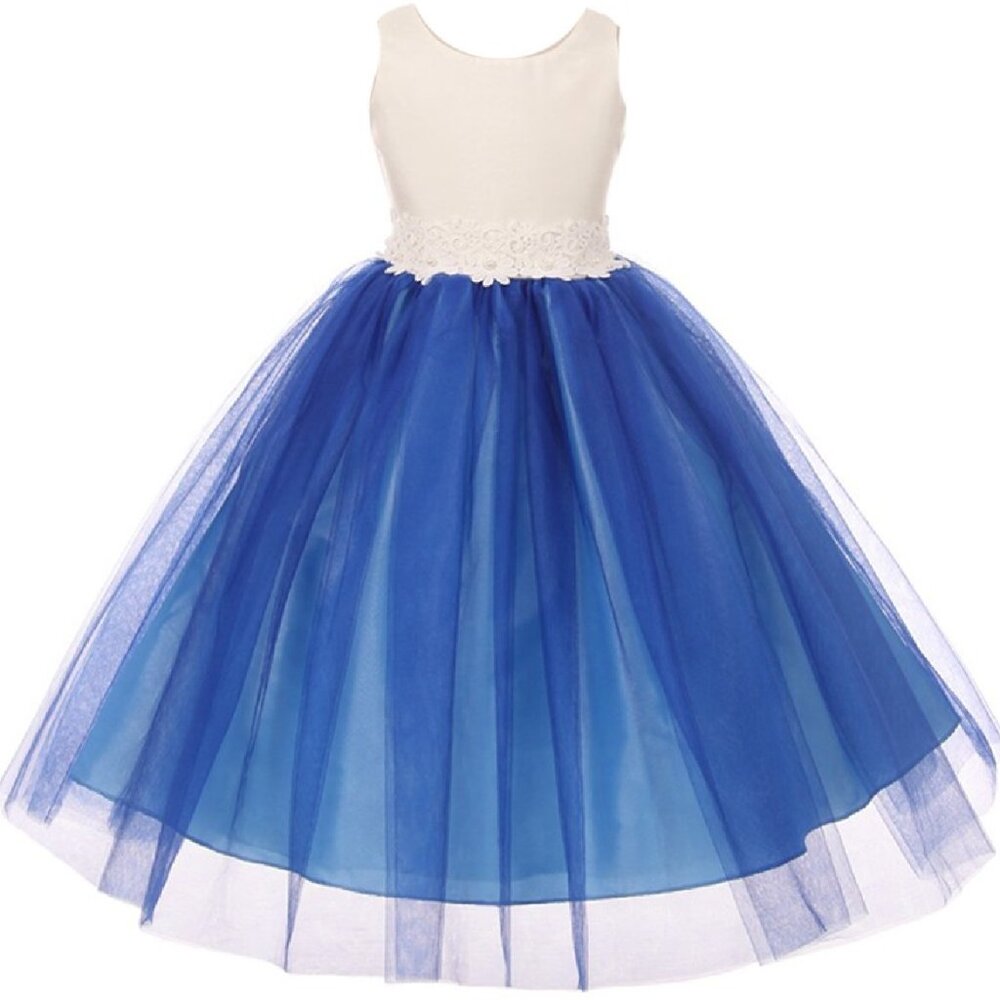 Big girls Kid Gorgeous Satin Tulle Pearl Party Holiday Wedding Flower Girl Dress